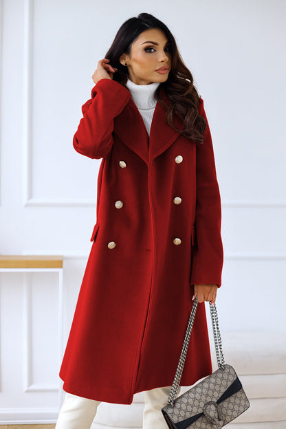 Cappotto Elegante Donna | Lungo con Bottoni Oro e Taglio Moderno