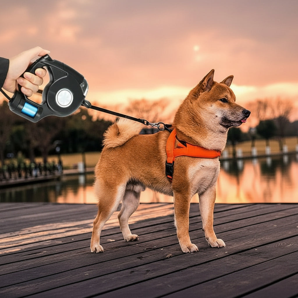 BRIGHTSTRIDE – Guinzaglio LED per cani con torcia integrata per passeggiate sicure
