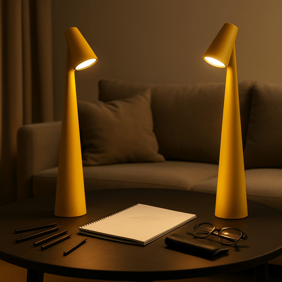 Lampada da tavolo in metallo - ricaricabile e dal design elegante per interni ed esterni