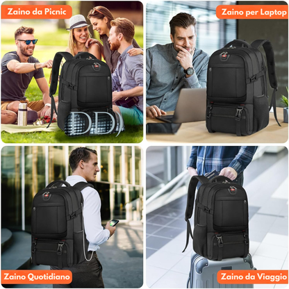 Zaino da Viaggio Extra Large per Pranzo e Laptop con Porta di Ricarica USB