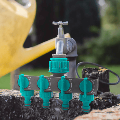 FlowMaster – Ripartitore a 4 vie per tubo da giardino per irrigazione flessibile