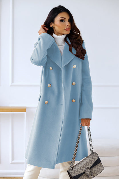 Cappotto Elegante Donna | Lungo con Bottoni Oro e Taglio Moderno