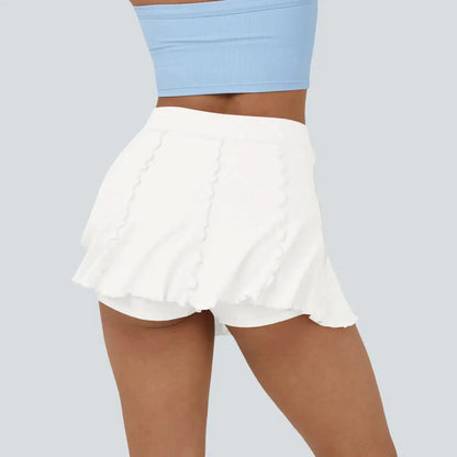 RIBBEDKNIT - Gonna da tennis femminile 2-in-1 con orlo a balze giocoso