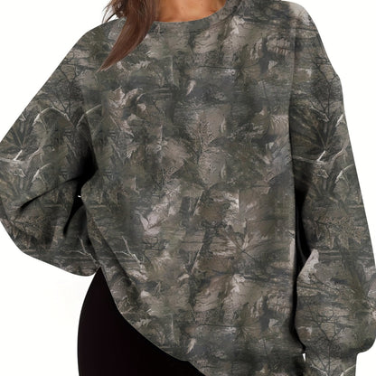UrbanLeaf™ Felpa Oversize Camouflage da Donna – Sweatshirt Loose a Maniche Lunghe con Polsini a Coste