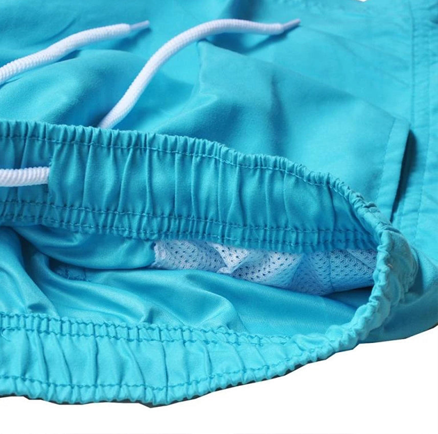 Pantaloncini da bagno da uomo in tessuto ad asciugatura rapida con vita elastica