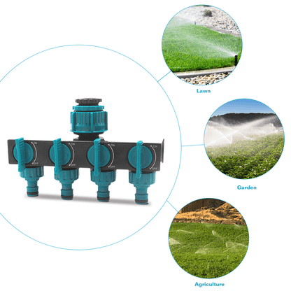 FlowMaster – Ripartitore a 4 vie per tubo da giardino per irrigazione flessibile