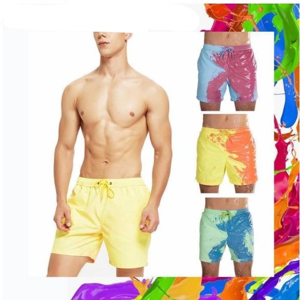 Pantaloncini da bagno che cambiano colore | Design estivo per piscina e spiaggia