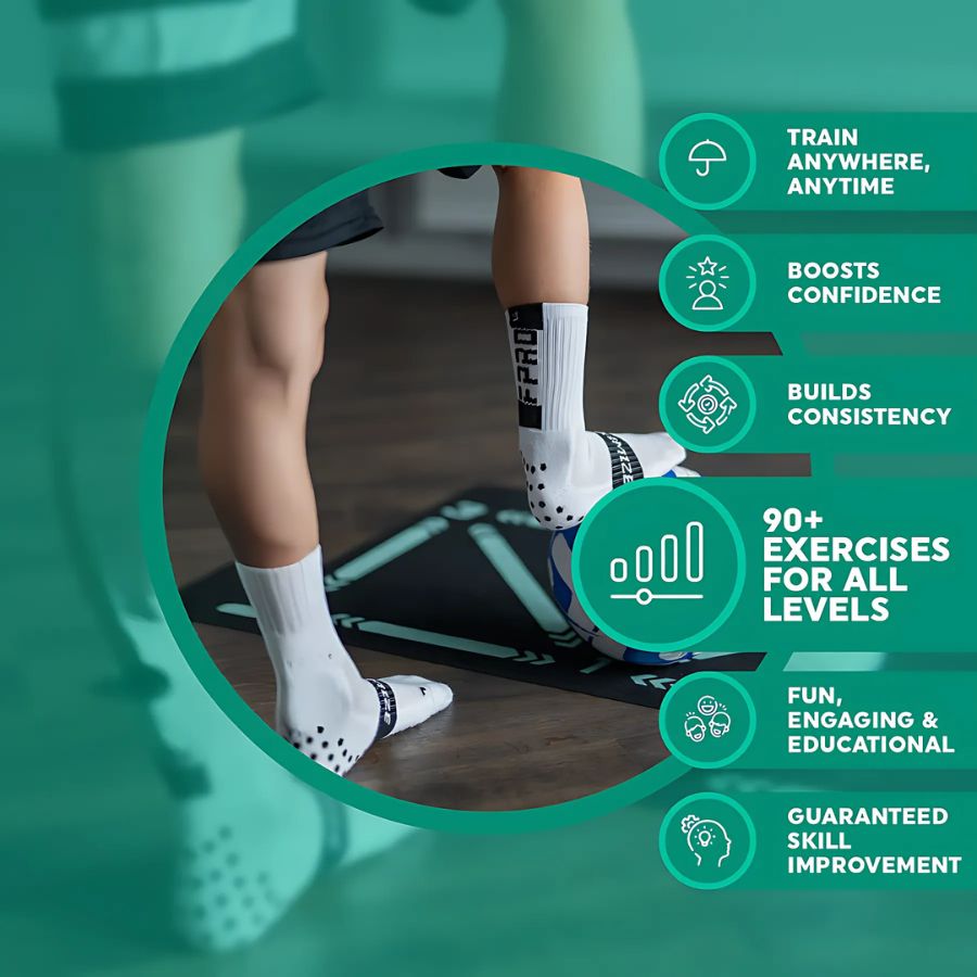 Tappeto di Allenamento Calcio Pro + Programma Video | Migliora Dribbling, Coordinazione e Controllo