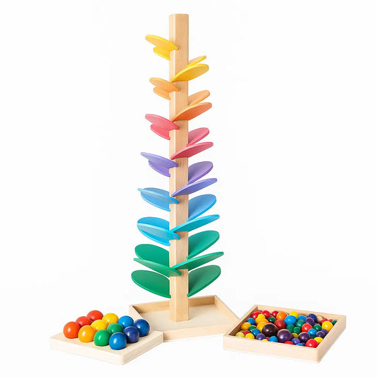 Gioco Montessori Sensoriale per bambini | Albero Arcobaleno con Palline in Legno