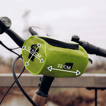 Borsa da manubrio pratica per bicicletta con porta-smartphone e materiale resistente all'acqua