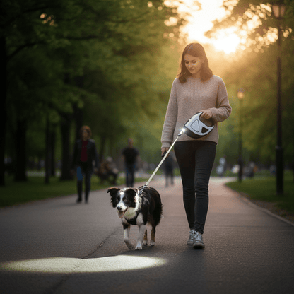 CONTROLLITE Guinzaglio automatico per cani con luce LED e manico ergonomico antiscivolo