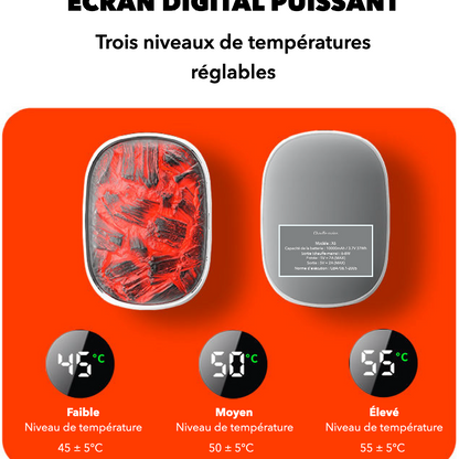 Scaldamani leggero ricaricabile con effetto fiamma – Riscaldamento rapido, 3 livelli, USB-C, Power Bank 2000 mAh