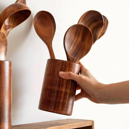 Set di utensili da cucina in legno di teak - Utensili da cucina eleganti per gadget da cucina moderni