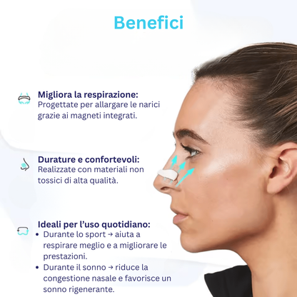 15x Strisce Nasali Magnetiche - Migliorano il Flusso d'Aria
