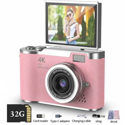 Fotocamera digitale 4K con schermo orientabile, 48 MP, zoom ottico 8x, compatta per foto e video