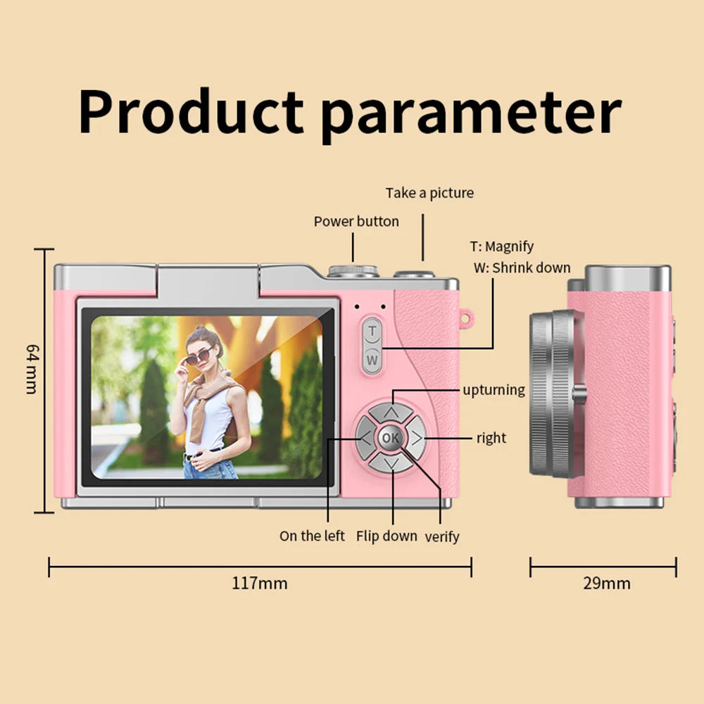 Fotocamera digitale 4K con schermo orientabile, 48 MP, zoom ottico 8x, compatta per foto e video