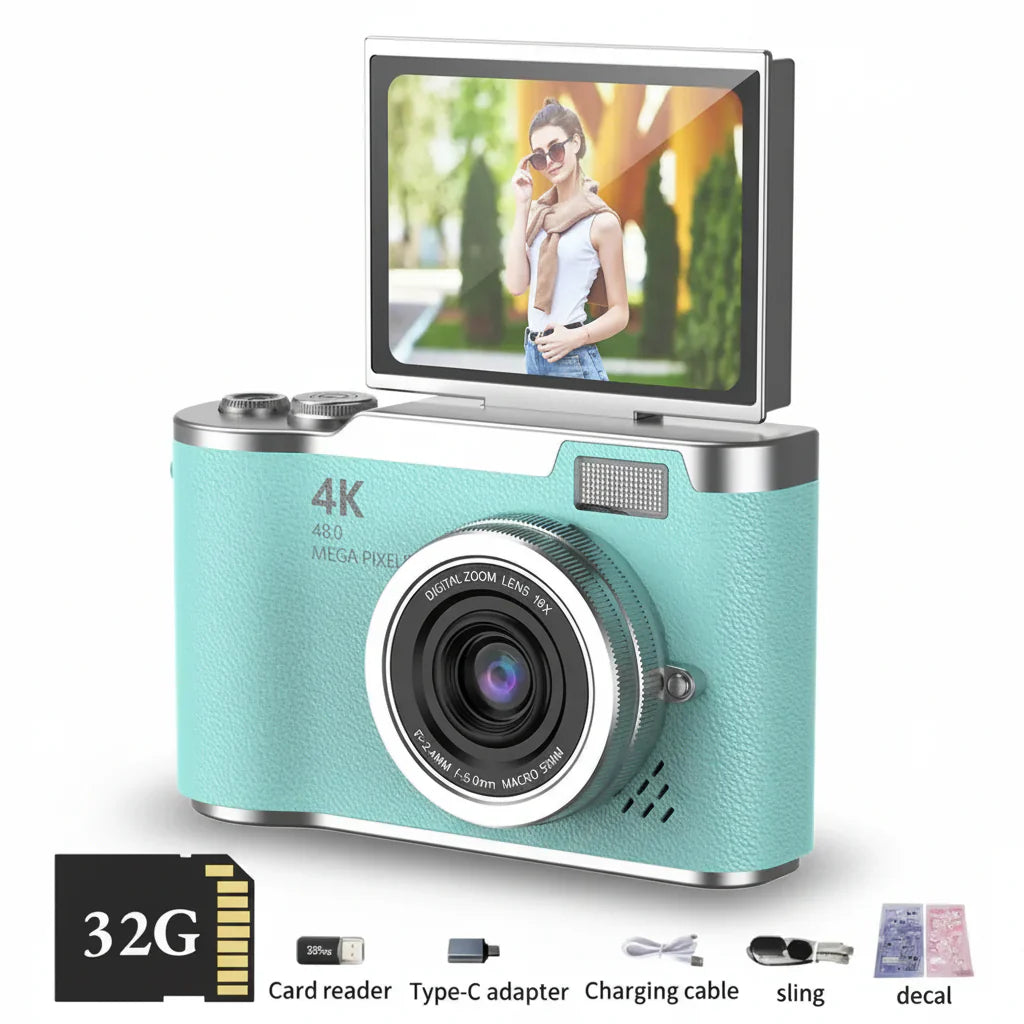 Fotocamera digitale 4K con schermo orientabile, 48 MP, zoom ottico 8x, compatta per foto e video