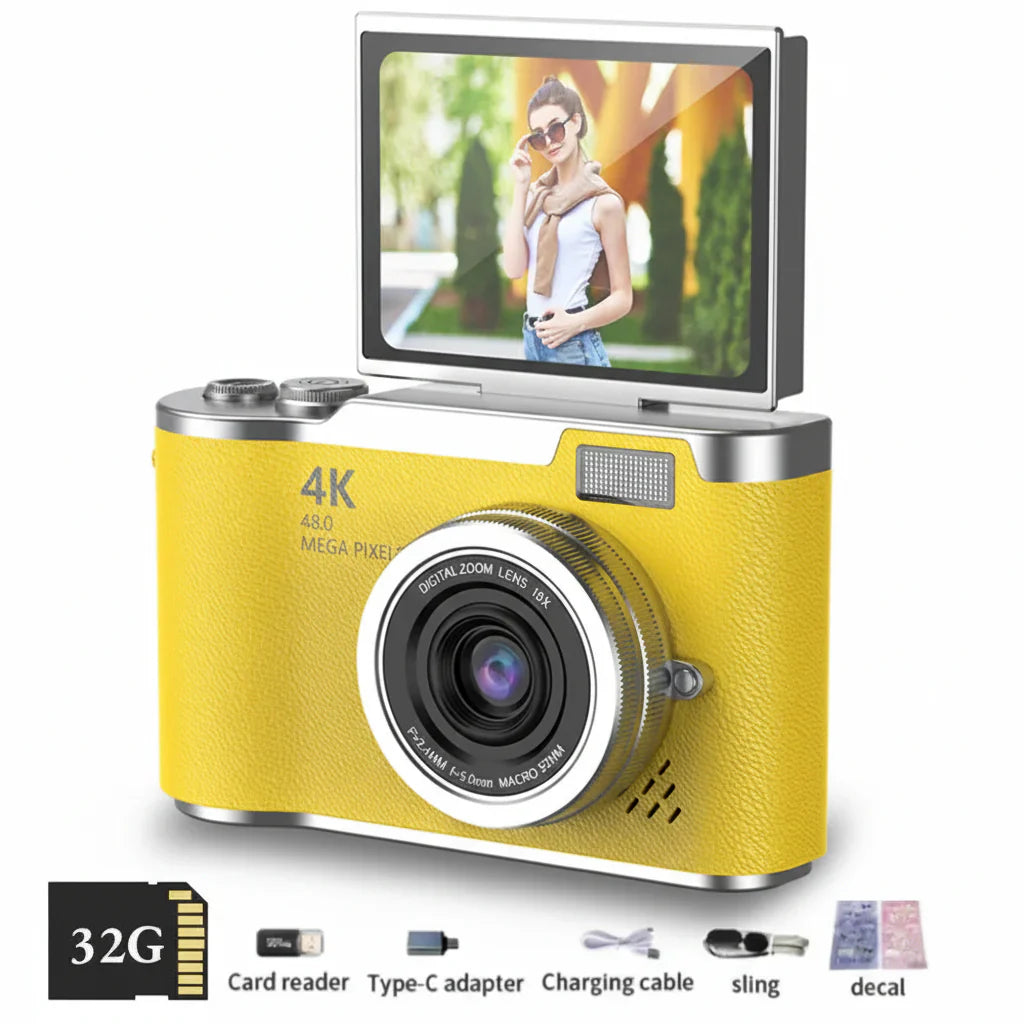 Fotocamera digitale 4K con schermo orientabile, 48 MP, zoom ottico 8x, compatta per foto e video