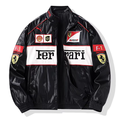 Giacca da corsa Ferrari Vintage in pelle- Unisex - Retrò (oversize)