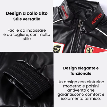 Giacca da corsa Ferrari Vintage in pelle- Unisex - Retrò (oversize)