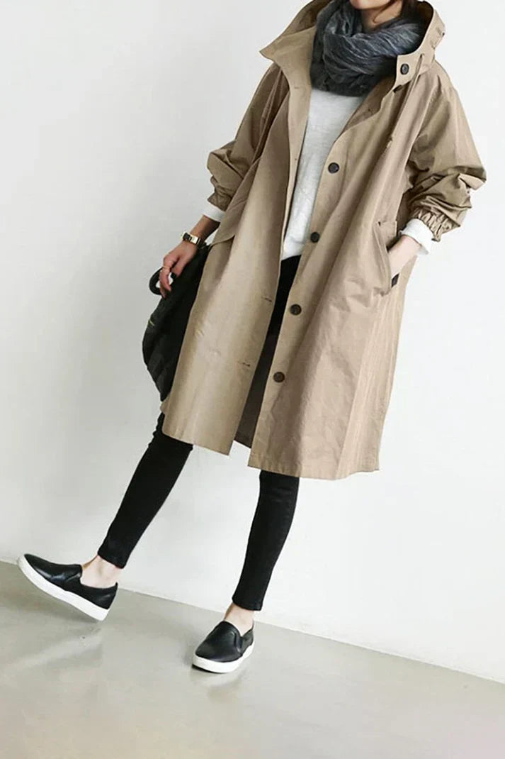 Trench Impermeabile da Donna con Cappuccio – Lungo e Caldo