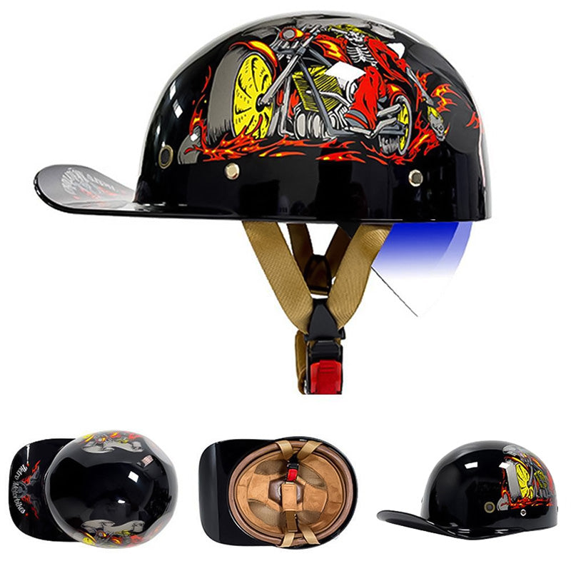Casco da baseball per moto, dettaglio fibbia