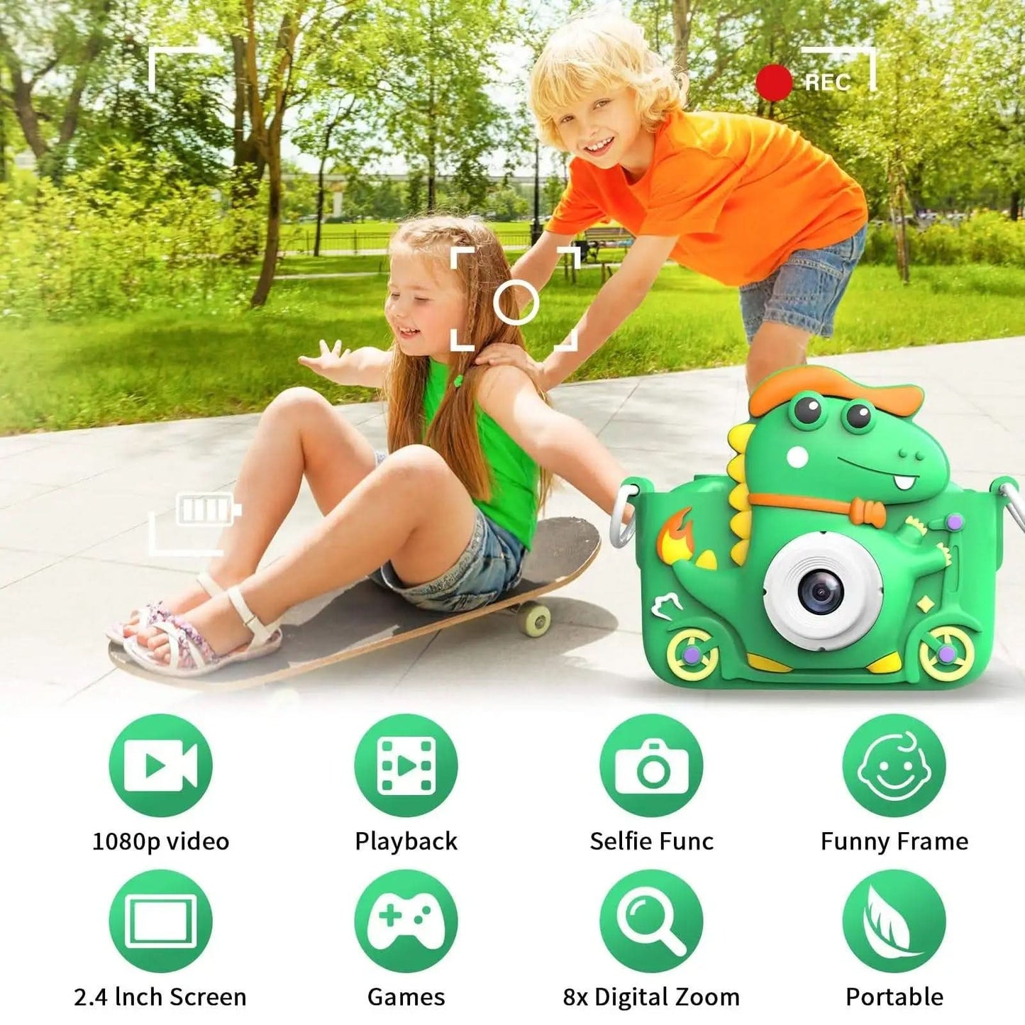 PhotoDino - Fotocamera dinosauro per bambini con HD 1080p