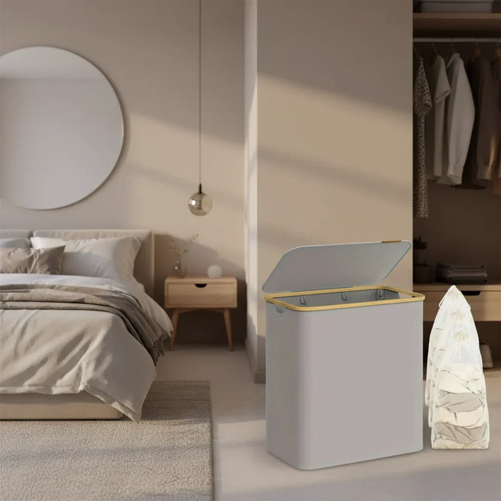 SortiSpace cestino pieghevole per bucato - con 3 scomparti e stile adatto a qualsiasi ambiente