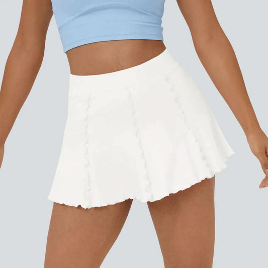 RIBBEDKNIT - Gonna da tennis femminile 2-in-1 con orlo a balze giocoso