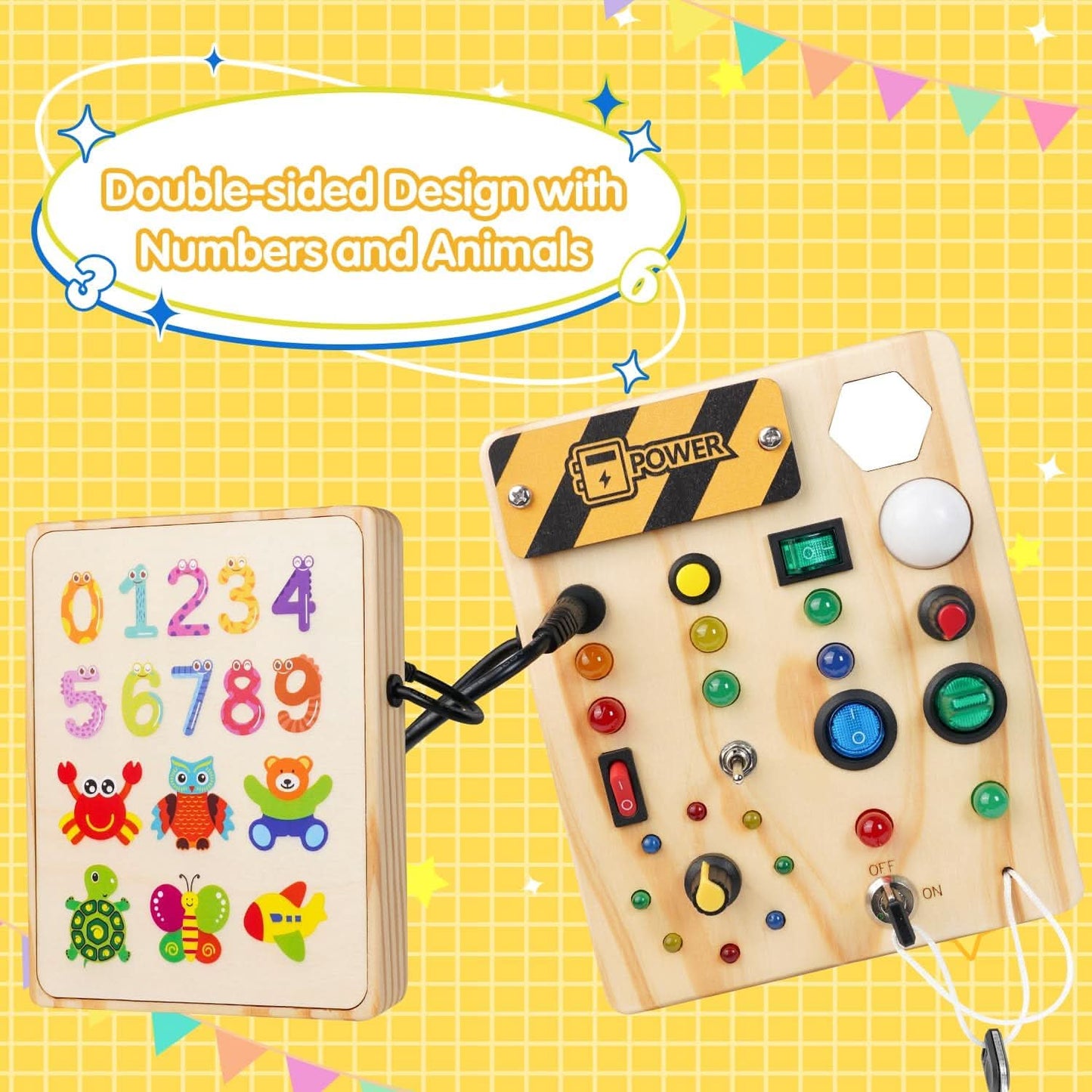 Pannello Montessori BrightStart - Giocattolo educativo con LED e interruttori per bambini piccoli