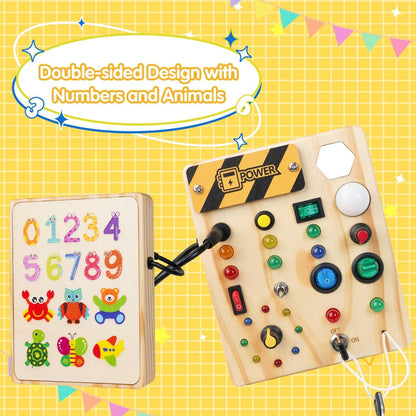 Pannello Montessori BrightStart - Giocattolo educativo con LED e interruttori per bambini piccoli