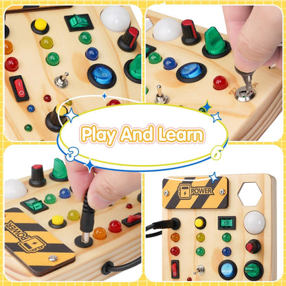 Pannello Montessori BrightStart - Giocattolo educativo con LED e interruttori per bambini piccoli