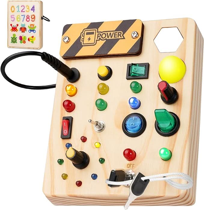 Pannello Montessori BrightStart - Giocattolo educativo con LED e interruttori per bambini piccoli