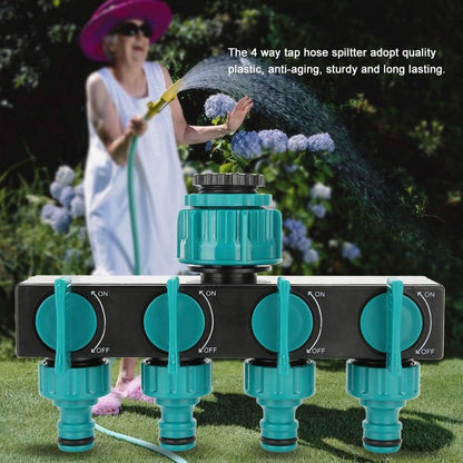 FlowMaster – Ripartitore a 4 vie per tubo da giardino per irrigazione flessibile