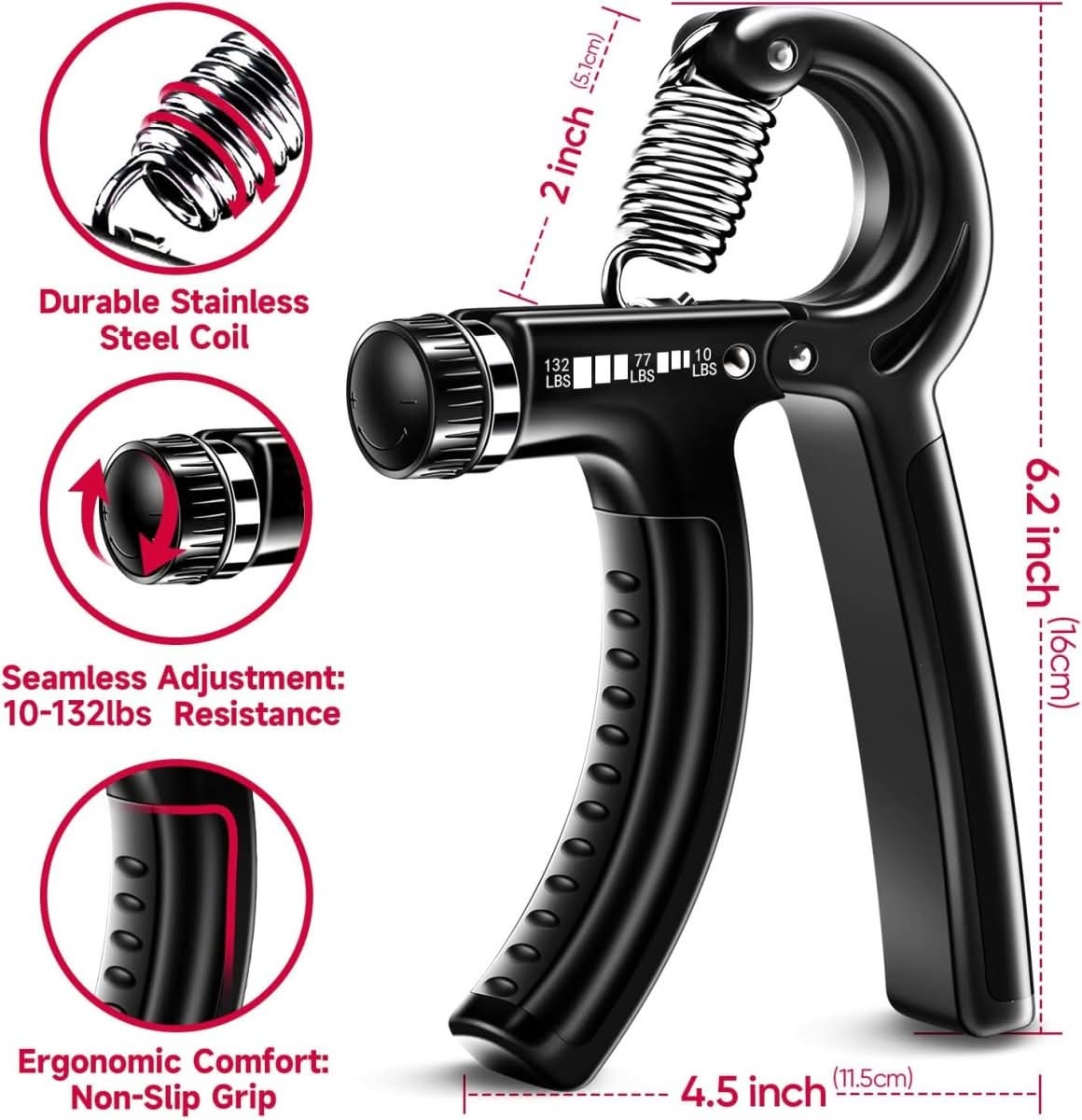 Gripmaster - Potenziatore manuale regolabile per l'allenamento mirato della forza di presa