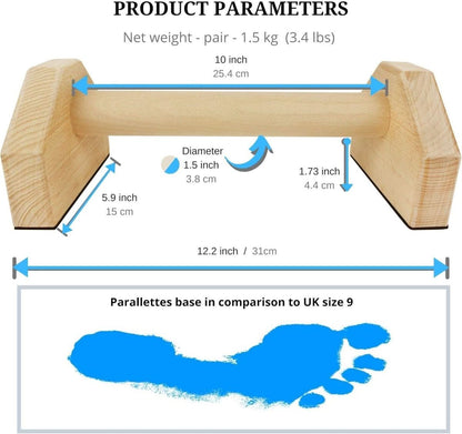 Barre di potenza per calistenia - barre per piegamenti in legno per un allenamento stabile