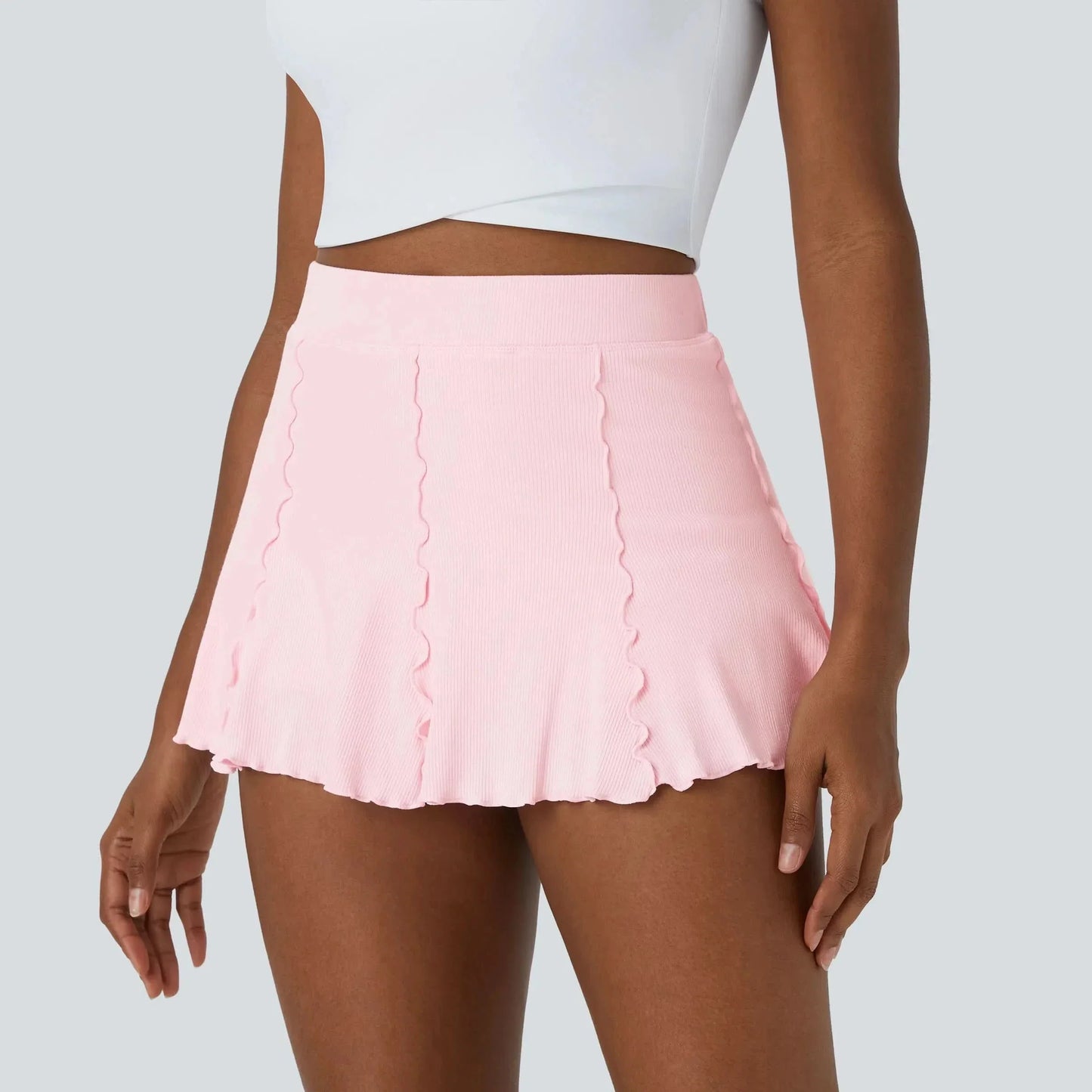 RIBBEDKNIT - Gonna da tennis femminile 2-in-1 con orlo a balze giocoso