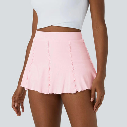 RIBBEDKNIT - Gonna da tennis femminile 2-in-1 con orlo a balze giocoso