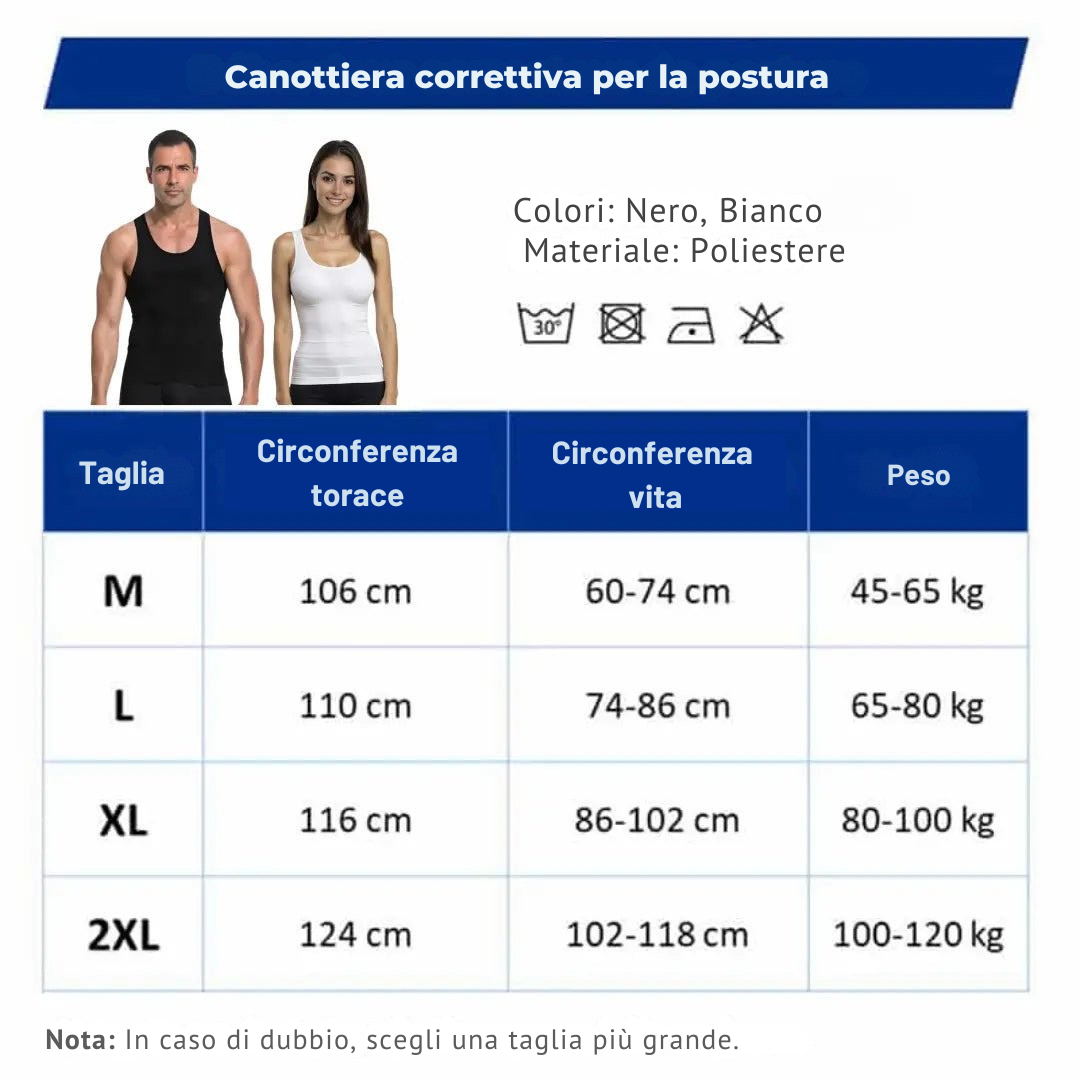 Canotta Correttiva e Snellente Posturale - Unisex | Rassivo