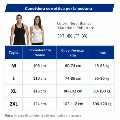 Canotta Correttiva e Snellente Posturale - Unisex | Rassivo