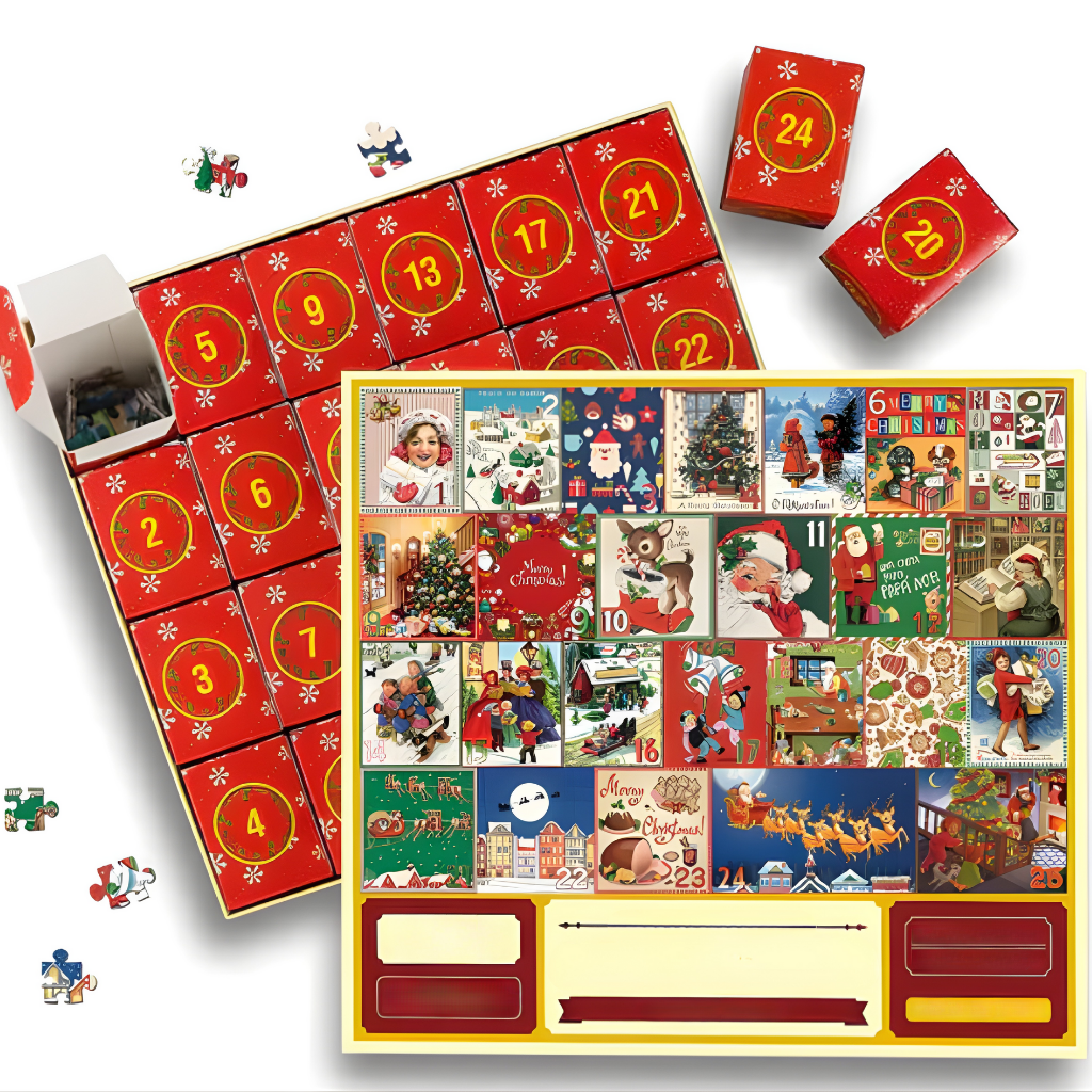 Calendario dell’Avvento Puzzle di Natale – Set di Puzzle per Famiglie