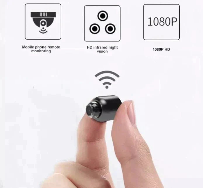 Telecamera IP WiFi ultracompatta | 1080p Full HD | Obiettivo grandangolare da 120° | Visione notturna a infrarossi e sensore di movimento | Audio a due vie | Accesso remoto in tutto il mondo