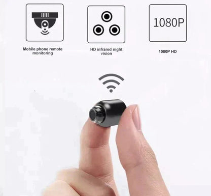 Telecamera IP WiFi ultracompatta | 1080p Full HD | Obiettivo grandangolare da 120° | Visione notturna a infrarossi e sensore di movimento | Audio a due vie | Accesso remoto in tutto il mondo
