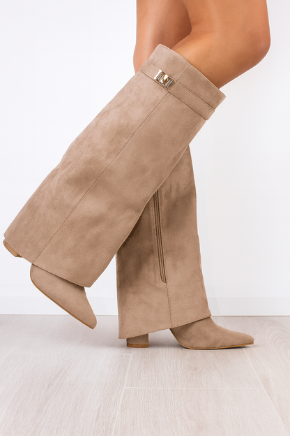 Stivali alti da donna in pelle premium con tacco a blocco