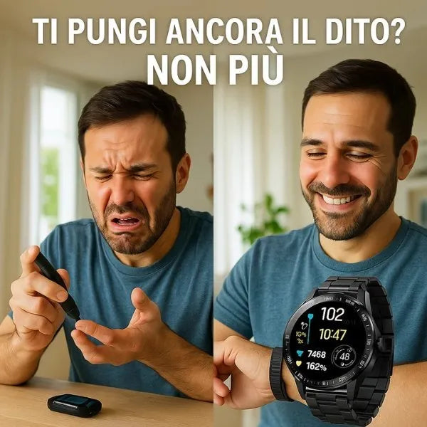 Smartwatch Innovativo | Monitoraggio Glicemia Non Invasivo con Bluetooth | Impermeabile IP67 per Controllo Salute e Fitness