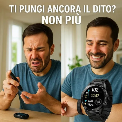 Smartwatch Innovativo | Monitoraggio Glicemia Non Invasivo con Bluetooth | Impermeabile IP67 per Controllo Salute e Fitness