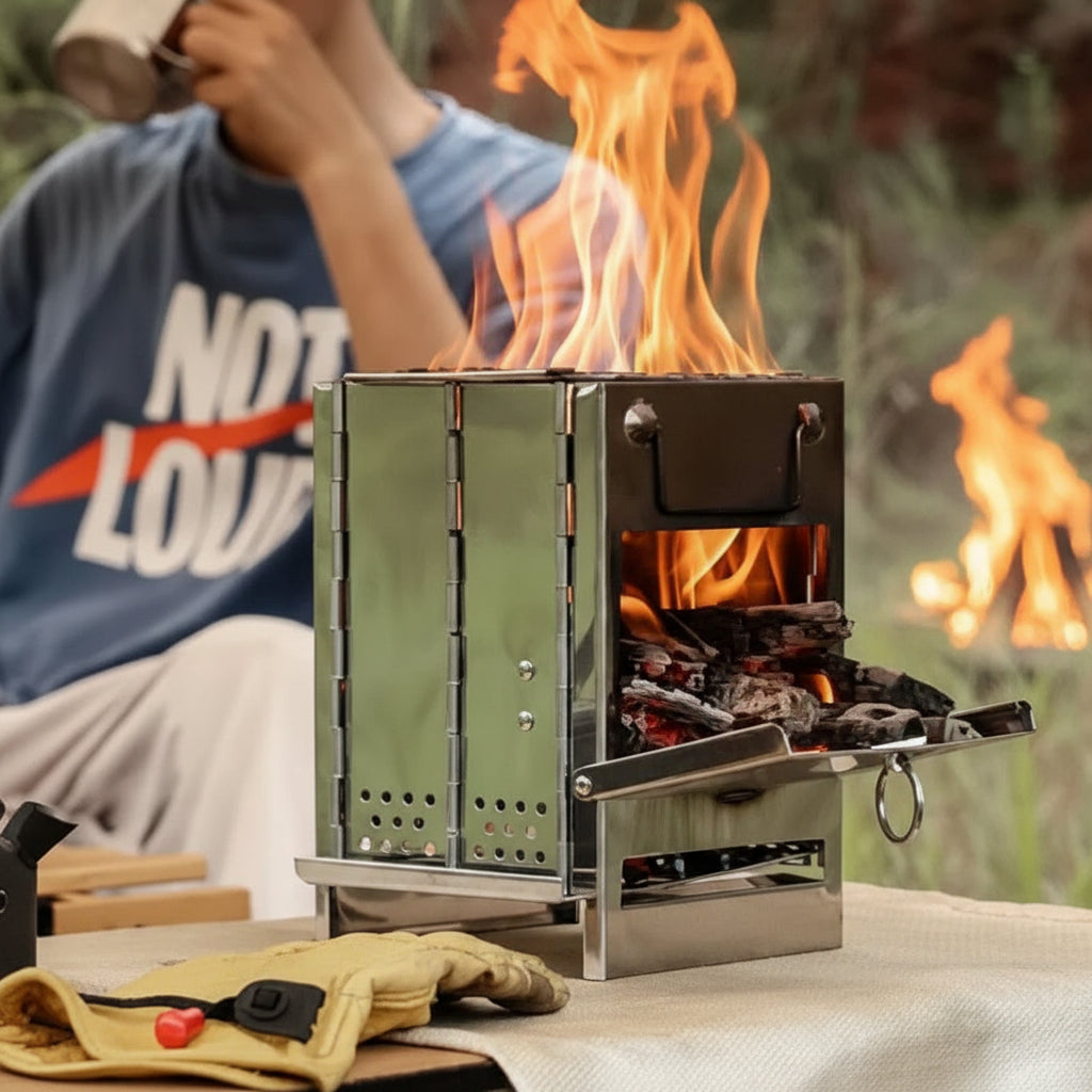 FLEXFIRE – Fornello da campeggio portatile in acciaio inossidabile per cucina all'aperto