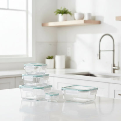Glassafe Set di contenitori per alimenti da 35 pezzi - senza BPA, con chiusura ermetica per la preparazione dei pasti e l'organizzazione