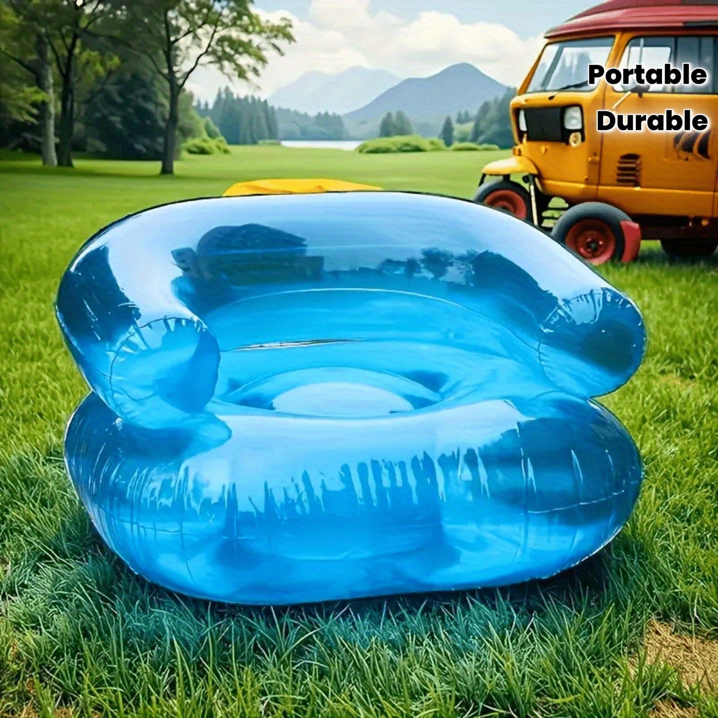 Sdraio gonfiabile per adulti con design trasparente e cuscino confortevole
