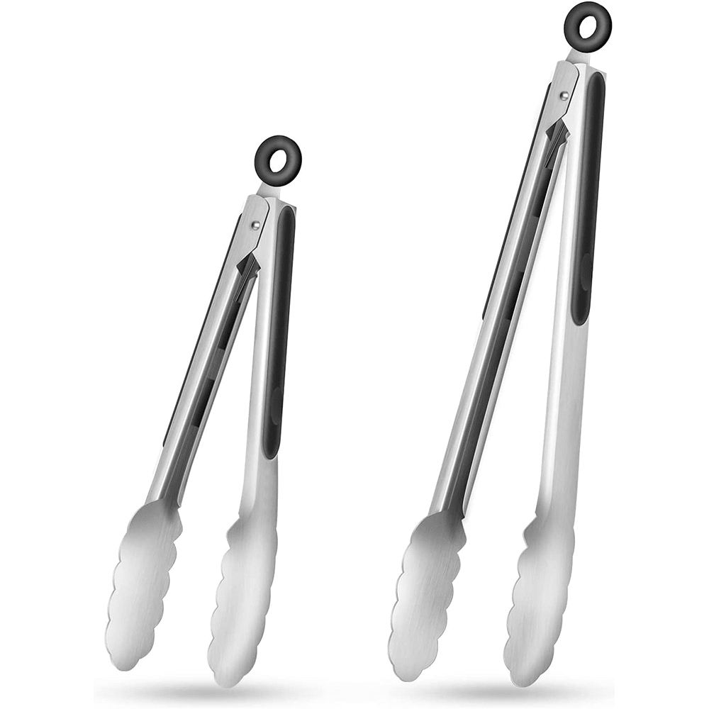 HAUSGOLD - Pinze per griglia e cucina in acciaio inossidabile con manico in silicone, 22,86 cm e 30,48 cm